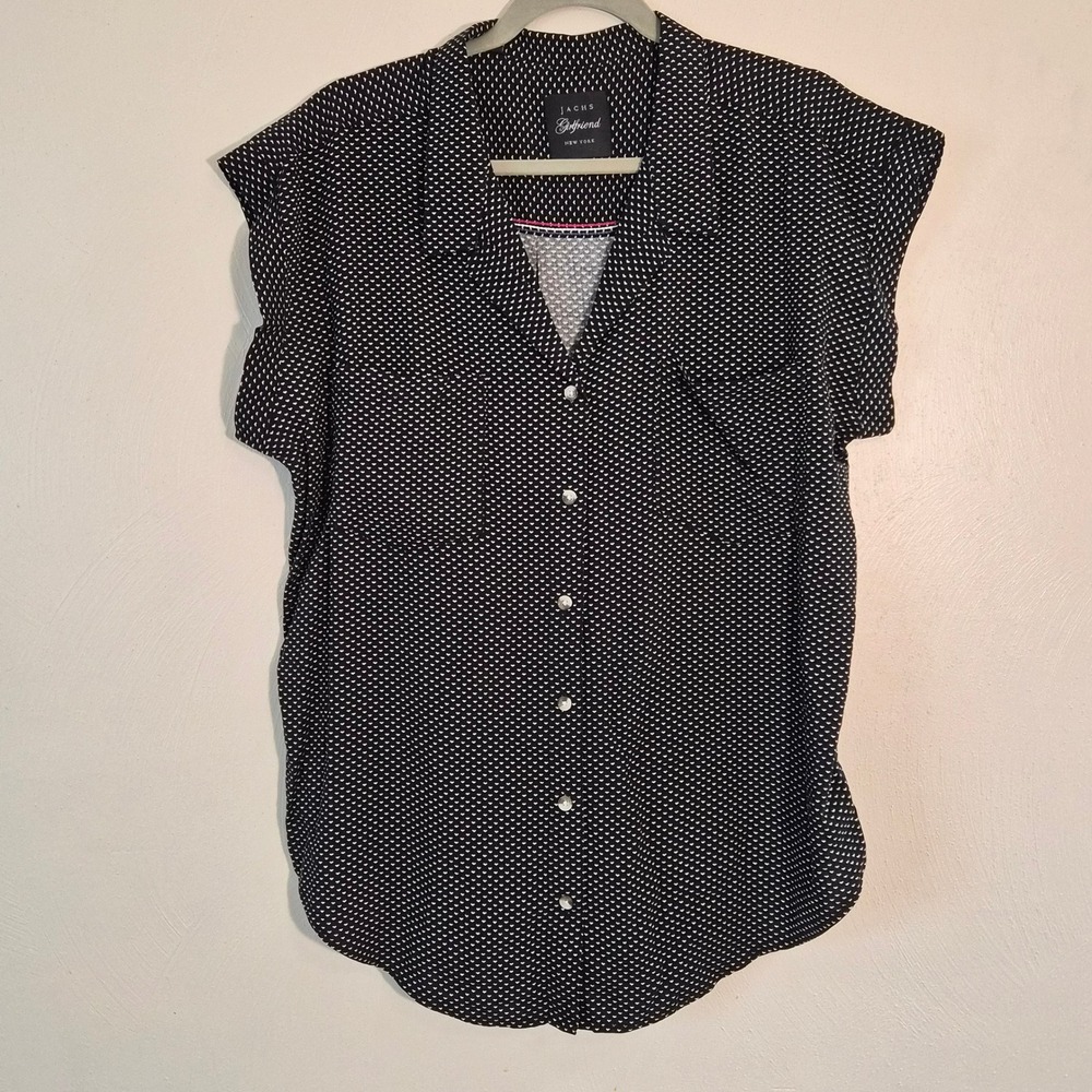 Jachs Girlfriend Womens XL Black White Geometric Print Short Sleeve Retro